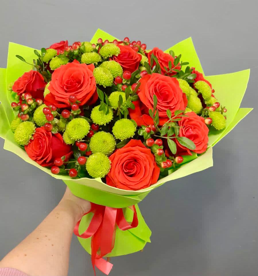 Букет цветов из: Хризантемы и Розы в Селявном