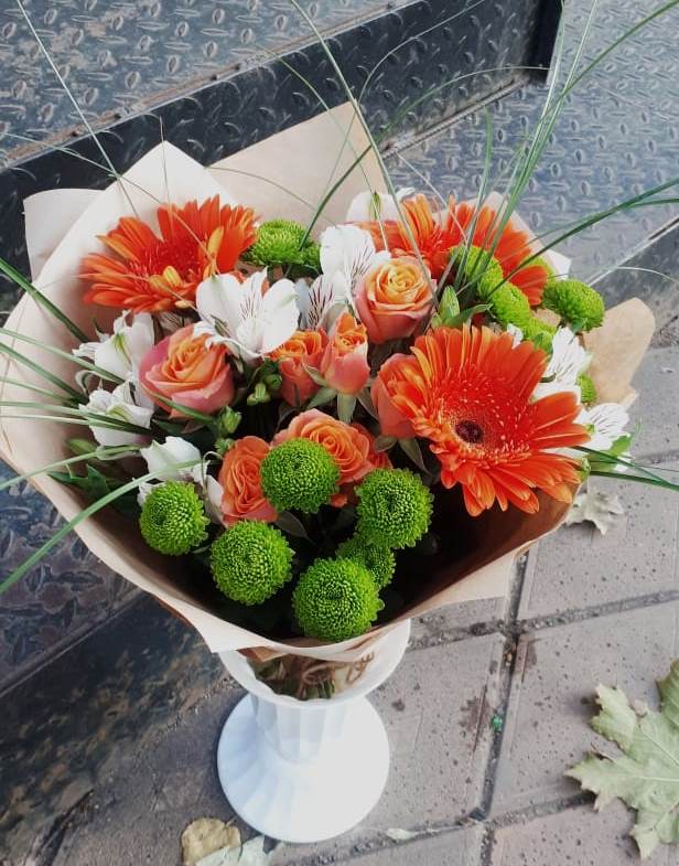 Букет цветов из: Герберы, Хризантемы, Альстромерии и Розы в Селявном
