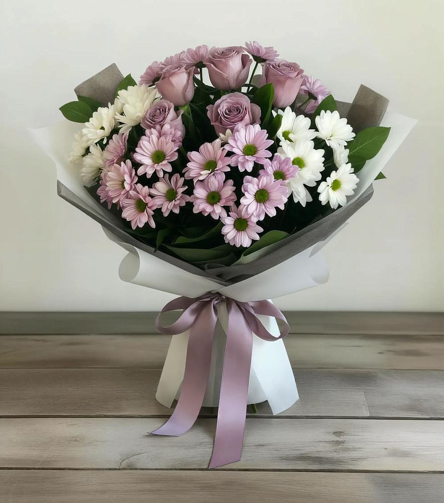 Букет цветов из: Хризантемы и Розы в Селявном