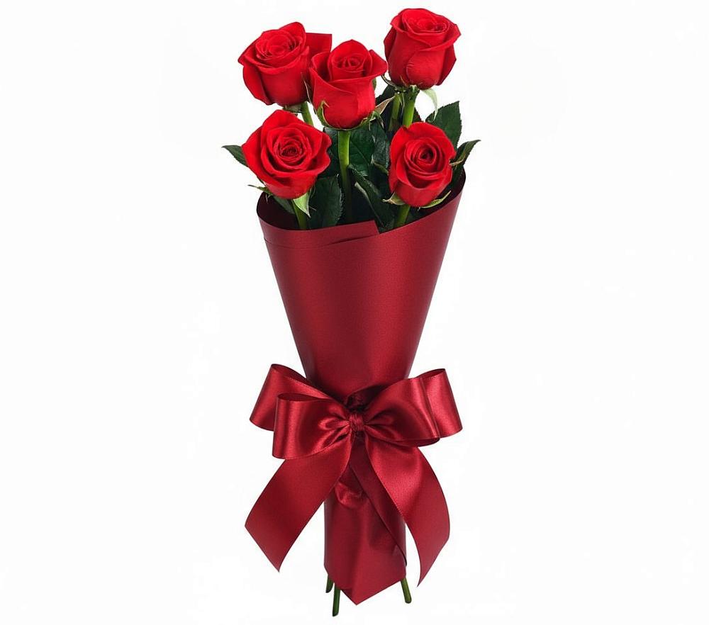 Букет 5 Красных роз Эдлесс Лав в Селявном