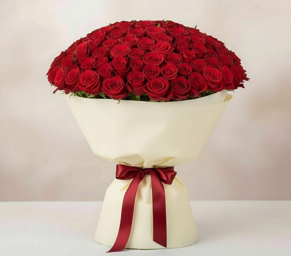 Букет 101 Красная роза Милано в Селявном