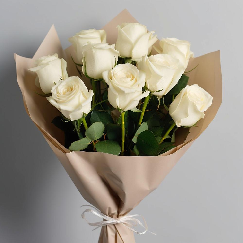 Букет 9 Белых роз Эдлесс Лав в Селявном