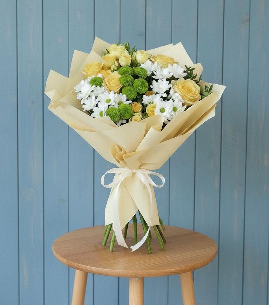 Букет цветов из: Хризантемы и Розы в Селявном