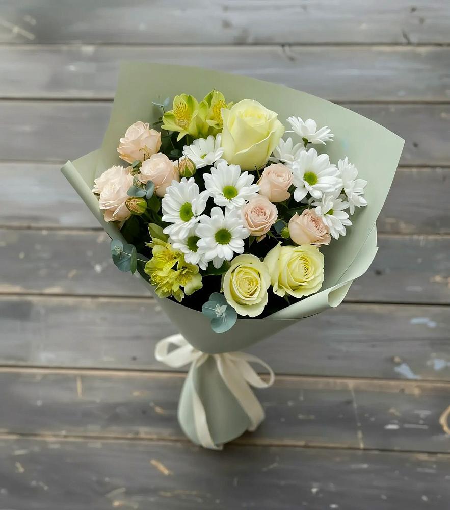 Букет цветов из: Альстромерии, Розы и Хризантемы в Селявном