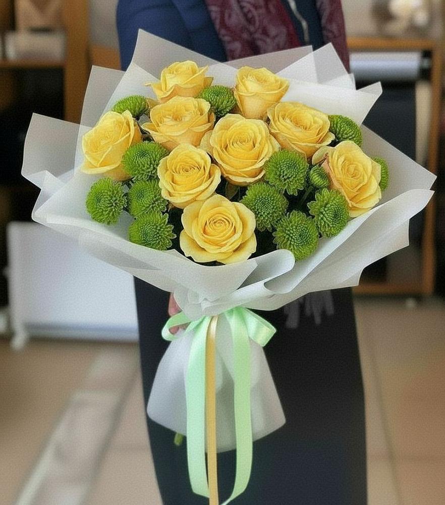 Букет цветов из: Хризантемы и Розы в Селявном