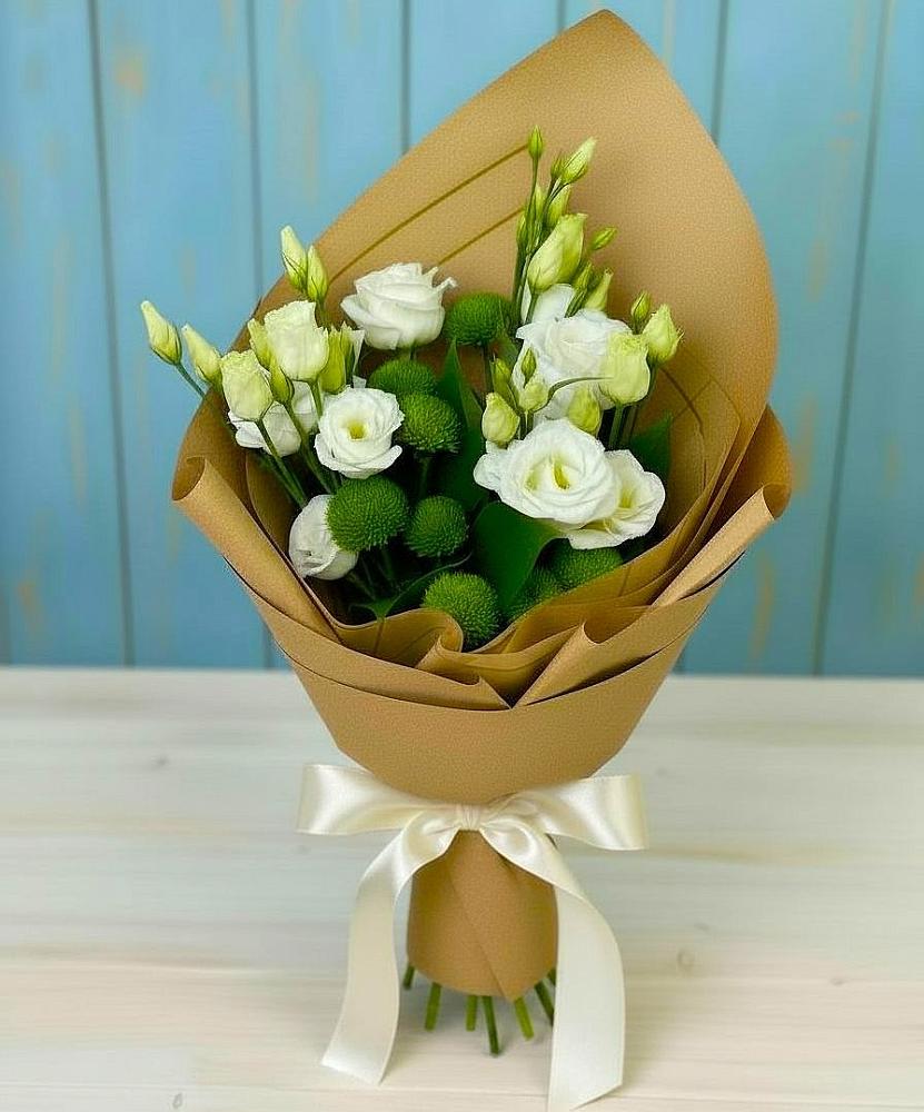 Букет цветов из: Хризантемы и Лизиантусы в Селявном