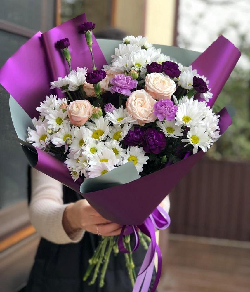 Букет цветов из: Хризантемы, Гвоздики и Розы в Селявном