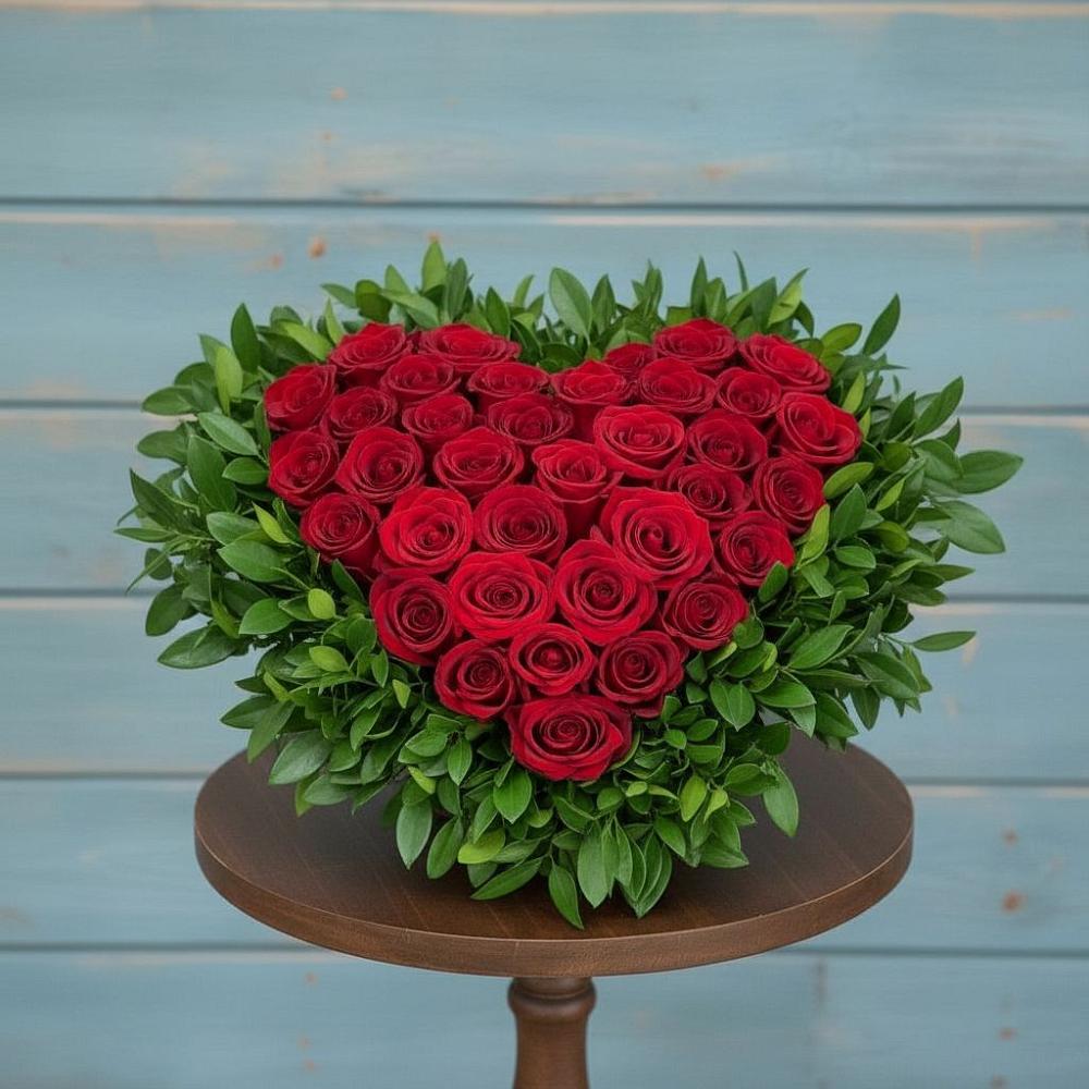 Цветочная композиция из Розы в виде сердца в Селявном