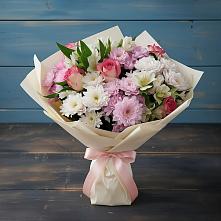 Букет цветов из:  Хризантемы, Альстромерии и Розы в Селявном