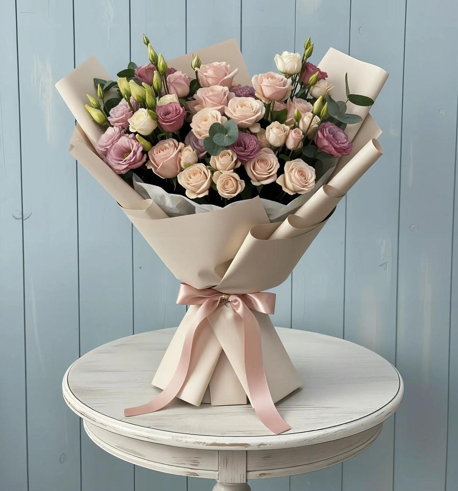 Букет цветов из: Розы и Лизиантусы в Селявном