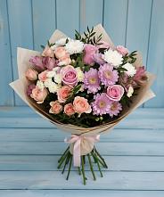 Букет цветов из:  Хризантемы, Розы и Альстромерии #REPLACE_PRED# Селявном