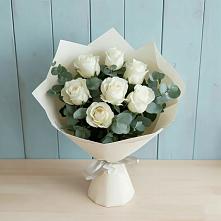 Букет Белые розы в Эвкалипте в Селявном