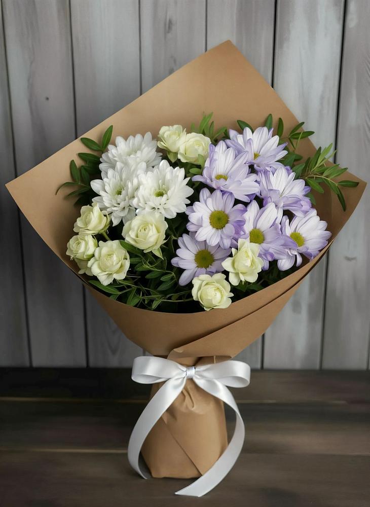 Букет цветов из: Хризантемы и Розы в Селявном